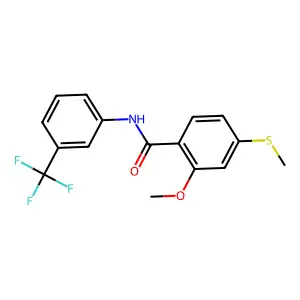2-Methoxy-4-(methylthio)-N-[3-(trifluoromethyl)phenyl]benzamide structure