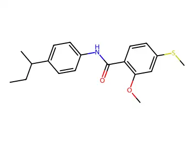 N-[4-(butan-2-yl)phenyl]-2-methoxy-4-(methylsulfanyl)benzamide structure