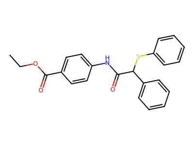 Ethyl 4-[(2-phenyl-2-phenylsulfanylacetyl)amino]benzoate structure