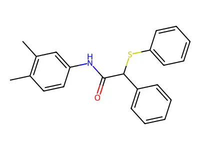 N-(3,4-dimethylphenyl)-2-phenyl-2-phenylsulfanylacetamide structure