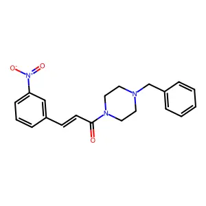 (E)-1-(4-benzylpiperazin-1-yl)-3-(3-nitrophenyl)prop-2-en-1-one structure