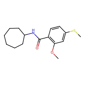 N-cycloheptyl-2-methoxy-4-(methylsulfanyl)benzamide structure