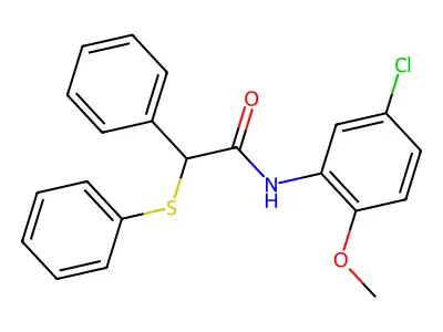 N-(5-chloro-2-methoxyphenyl)-2-phenyl-2-phenylsulfanylacetamide structure