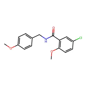 5-chloro-2-methoxy-N-[(4-methoxyphenyl)methyl]benzamide structure