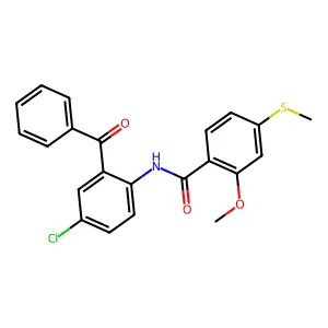 N-(2-benzoyl-4-chlorophenyl)-2-methoxy-4-methylsulfanylbenzamide structure