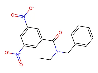 N-benzyl-N-ethyl-3,5-dinitrobenzamide structure