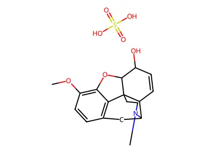 3-Methoxy-17-methyl-7,8-didehydro-4,5-epoxymorphinan-6-ol sulfate(1:1) structure