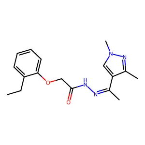 2-(2-Ethylphenoxy)acetic acid 2-[1-(1,3-dimethyl-1H-pyrazol-4-yl)ethylidene]hydrazide structure