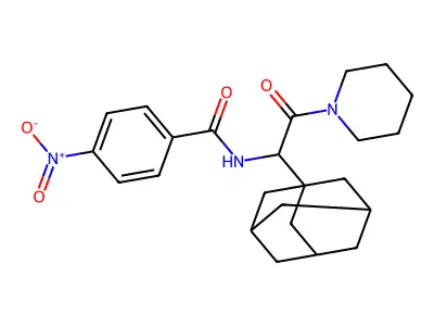N-[1-(adamantan-1-yl)-2-oxo-2-(piperidin-1-yl)ethyl]-4-nitrobenzamide structure