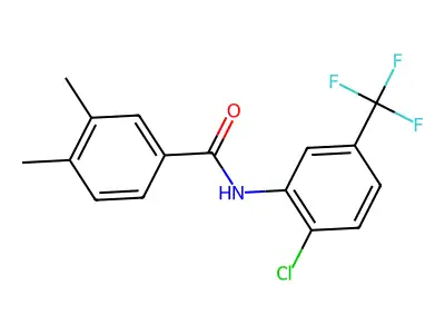 N-[2-chloro-5-(trifluoromethyl)phenyl]-3,4-dimethylbenzamide structure