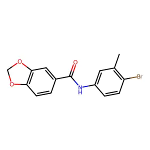 N-(4-bromo-3-methylphenyl)-1,3-benzodioxole-5-carboxamide structure