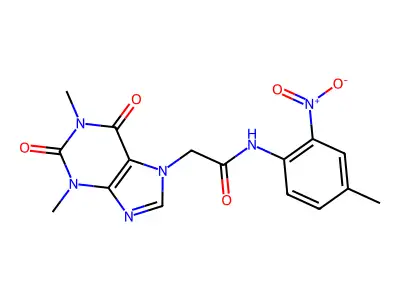 2-(1,3-dimethyl-2,6-dioxo-1,2,3,6-tetrahydro-7H-purin-7-yl)-N-(4-methyl-2-nitrophenyl)acetamide structure