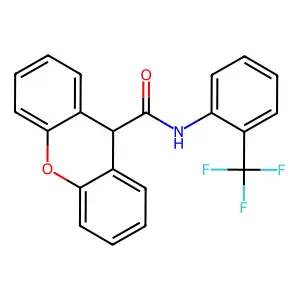 N-[2-(trifluoromethyl)phenyl]-9H-xanthene-9-carboxamide structure