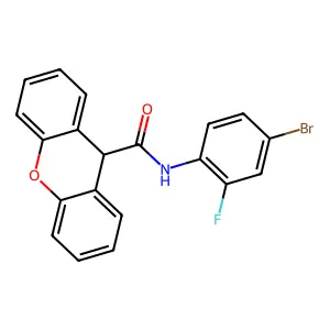 N-(4-bromo-2-fluorophenyl)-9H-xanthene-9-carboxamide structure