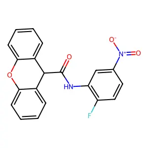 N-(2-fluoro-5-nitrophenyl)-9H-xanthene-9-carboxamide structure