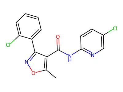 3-(2-chlorophenyl)-N-(5-chloropyridin-2-yl)-5-methyl-1,2-oxazole-4-carboxamide structure