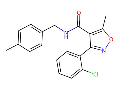3-(2-chlorophenyl)-5-methyl-N-[(4-methylphenyl)methyl]-1,2-oxazole-4-carboxamide structure