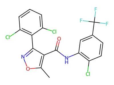 N-[2-chloro-5-(trifluoromethyl)phenyl]-3-(2,6-dichlorophenyl)-5-methyl-1,2-oxazole-4-carboxamide structure