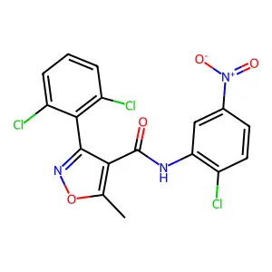 N-(2-chloro-5-nitrophenyl)-3-(2,6-dichlorophenyl)-5-methyl-1,2-oxazole-4-carboxamide structure