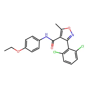 3-(2,6-dichlorophenyl)-N-(4-ethoxyphenyl)-5-methyl-1,2-oxazole-4-carboxamide structure