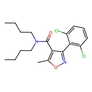N,N-dibutyl-3-(2,6-dichlorophenyl)-5-methyl-1,2-oxazole-4-carboxamide structure