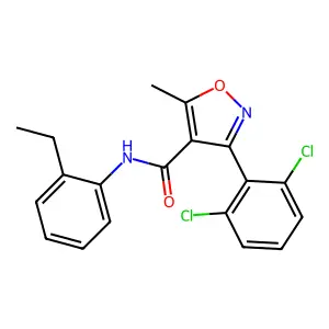 3-(2,6-dichlorophenyl)-N-(2-ethylphenyl)-5-methyl-4-isoxazolecarboxamide structure