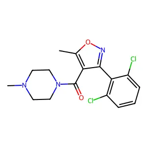 [3-(2,6-dichlorophenyl)-5-methyl-1,2-oxazol-4-yl]-(4-methylpiperazin-1-yl)methanone structure