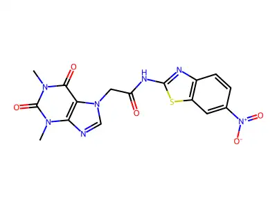 2-(1,3-dimethyl-2,6-dioxo-1,2,3,6-tetrahydro-7H-purin-7-yl)-N-(6-nitro-1,3-benzothiazol-2-yl)acetamide structure
