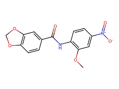 N-(2-methoxy-4-nitrophenyl)-1,3-benzodioxole-5-carboxamide structure