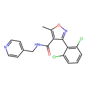 3-(2,6-dichlorophenyl)-5-methyl-N-(pyridin-4-ylmethyl)-1,2-oxazole-4-carboxamide structure