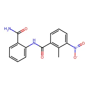 N-(2-carbamoylphenyl)-2-methyl-3-nitrobenzamide structure