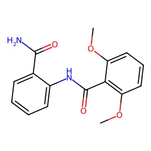N-(2-carbamoylphenyl)-2,6-dimethoxybenzamide structure