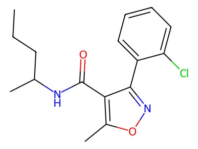 3-(2-chlorophenyl)-5-methyl-N-(pentan-2-yl)-1,2-oxazole-4-carboxamide structure