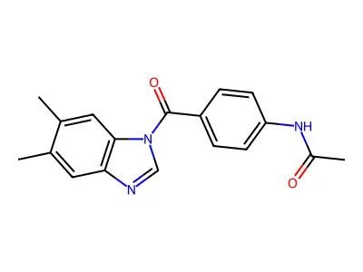 N-{4-[(5,6-dimethyl-1H-benzimidazol-1-yl)carbonyl]phenyl}acetamide structure