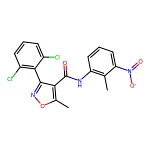 3-(2,6-dichlorophenyl)-5-methyl-N-(2-methyl-3-nitrophenyl)-1,2-oxazole-4-carboxamide structure