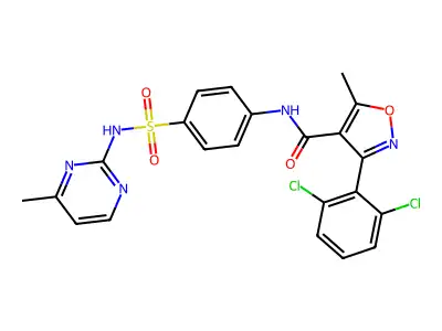 3-(2,6-dichlorophenyl)-5-methyl-N-{4-[(4-methylpyrimidin-2-yl)sulfamoyl]phenyl}-1,2-oxazole-4-carboxamide structure