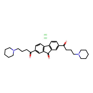 9H-Fluoren-9-one, 2,7-bis(1-oxo-4-(1-piperidinyl)butyl)-, dihydrochloride structure