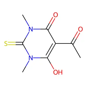 5-acetyl-6-hydroxy-1,3-dimethyl-2-thioxo-2,3-dihydropyrimidin-4(1H)-one structure