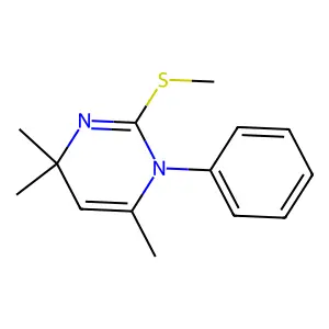 Pyrimidine, 1,4-dihydro-4,4,6-trimethyl-2-(methylthio)-1-phenyl- structure