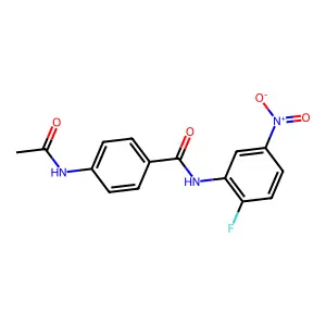 4-acetamido-N-(2-fluoro-5-nitrophenyl)benzamide structure