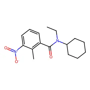 N-cyclohexyl-N-ethyl-2-methyl-3-nitrobenzamide structure