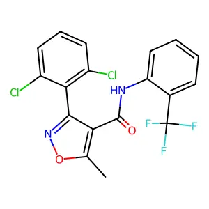 3-(2,6-dichlorophenyl)-5-methyl-N-[2-(trifluoromethyl)phenyl]-1,2-oxazole-4-carboxamide structure