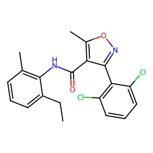 3-(2,6-dichlorophenyl)-N-(2-ethyl-6-methylphenyl)-5-methyl-1,2-oxazole-4-carboxamide structure