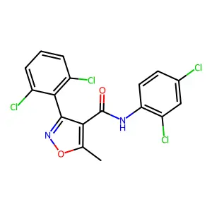 N-(2,4-dichlorophenyl)-3-(2,6-dichlorophenyl)-5-methyl-1,2-oxazole-4-carboxamide structure