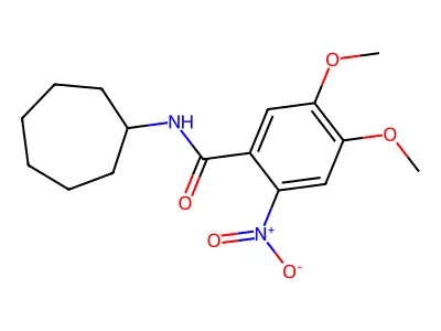 N-cycloheptyl-4,5-dimethoxy-2-nitrobenzamide structure