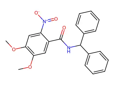 N-benzhydryl-4,5-dimethoxy-2-nitrobenzamide structure