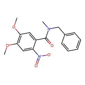 N-benzyl-4,5-dimethoxy-N-methyl-2-nitrobenzamide structure