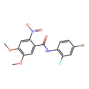 N-(4-bromo-2-fluorophenyl)-4,5-dimethoxy-2-nitrobenzamide structure