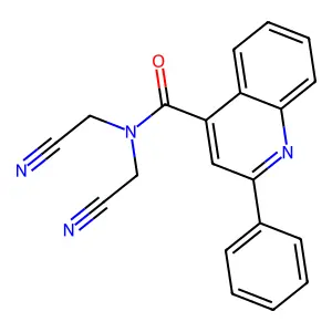 N,N-bis(cyanomethyl)-2-phenylquinoline-4-carboxamide structure