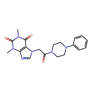 1,3-dimethyl-7-[2-oxo-2-(4-phenylpiperazin-1-yl)ethyl]-3,7-dihydro-1H-purine-2,6-dione structure